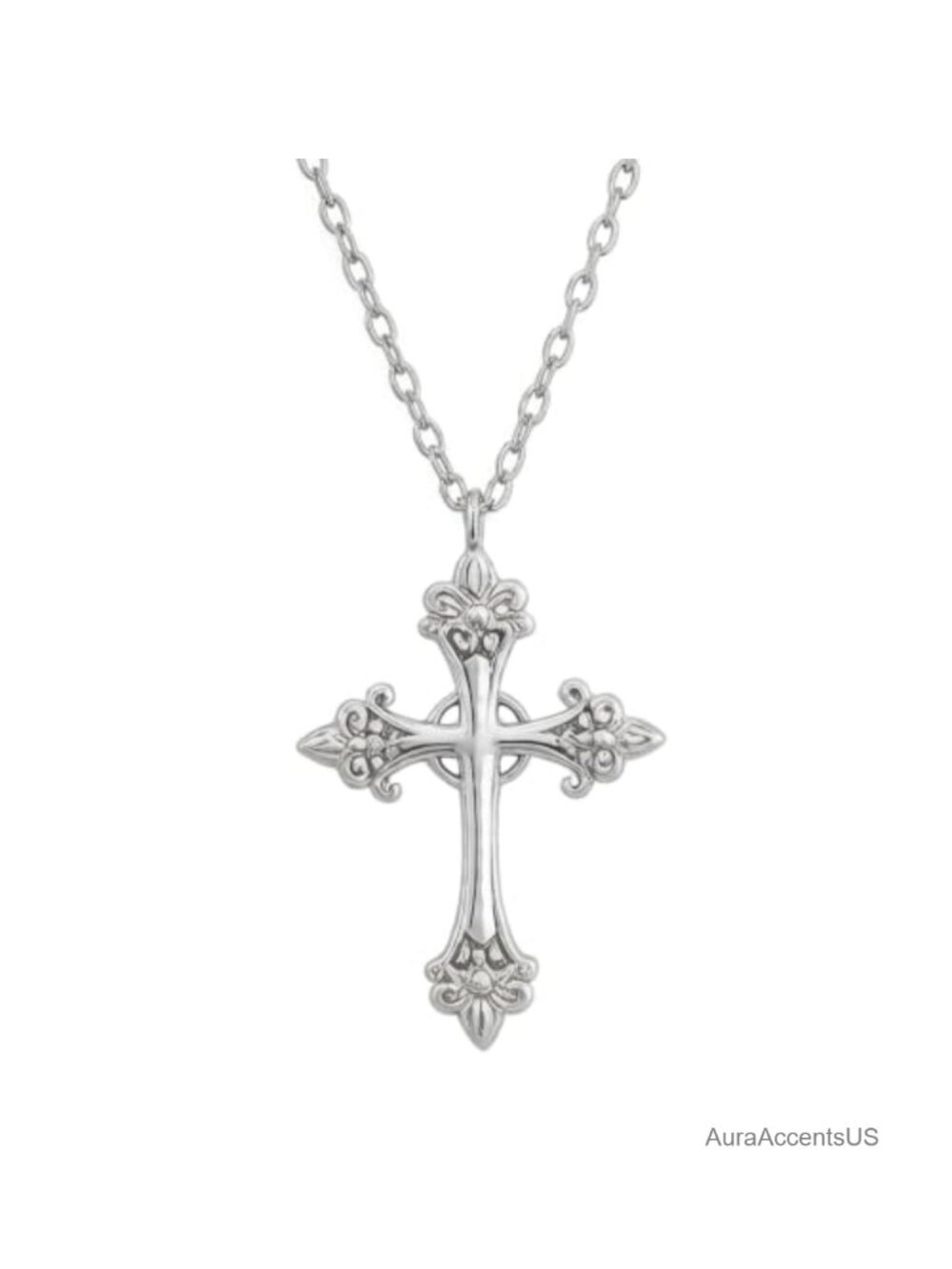 Vintage Cross Pendant Necklace Silver Alloy Layered Goth Y2K Chain Jewelry